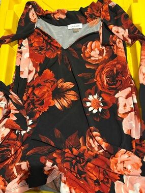 Calvin Klein Black Tank with Red & Pink Floral Print